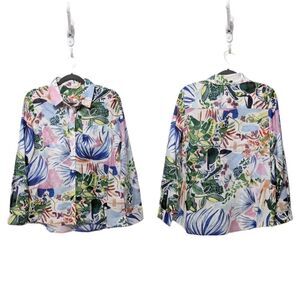 SOFT SURROUNDINGS Tropicana Cotton Floral Shirt L